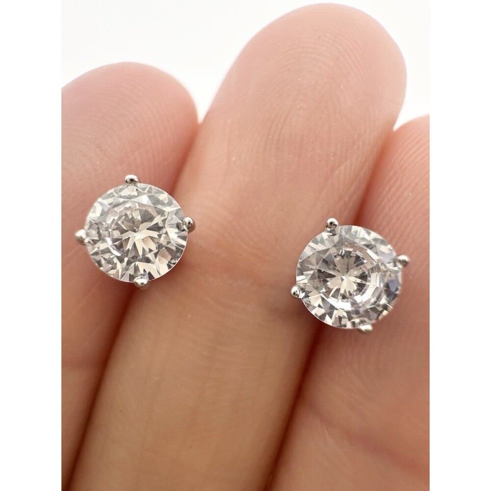 925 Sterling Silver Solitaire Cubic Zirconia Stud Earrings 4.5mm
